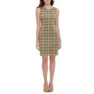 Tommy Hilfiger Women's Knit Plaid Sheath Dress Heather Grey/Sunshine size 6